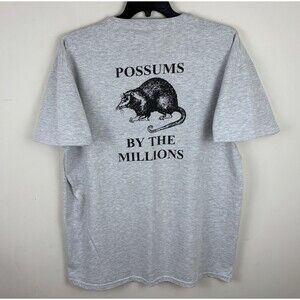 Vintage 90s Y2K Possum Trapping Graphic T-Shirt / Grey / Size XL